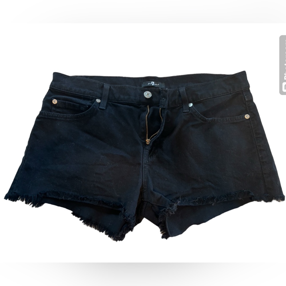 7 For All Man Kind Black Cut Off Denim Shorts